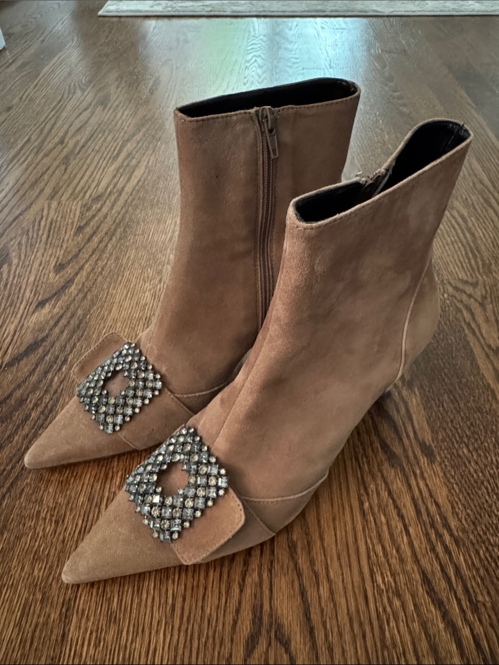 Marian Tan Suede Leather Zip up Boots